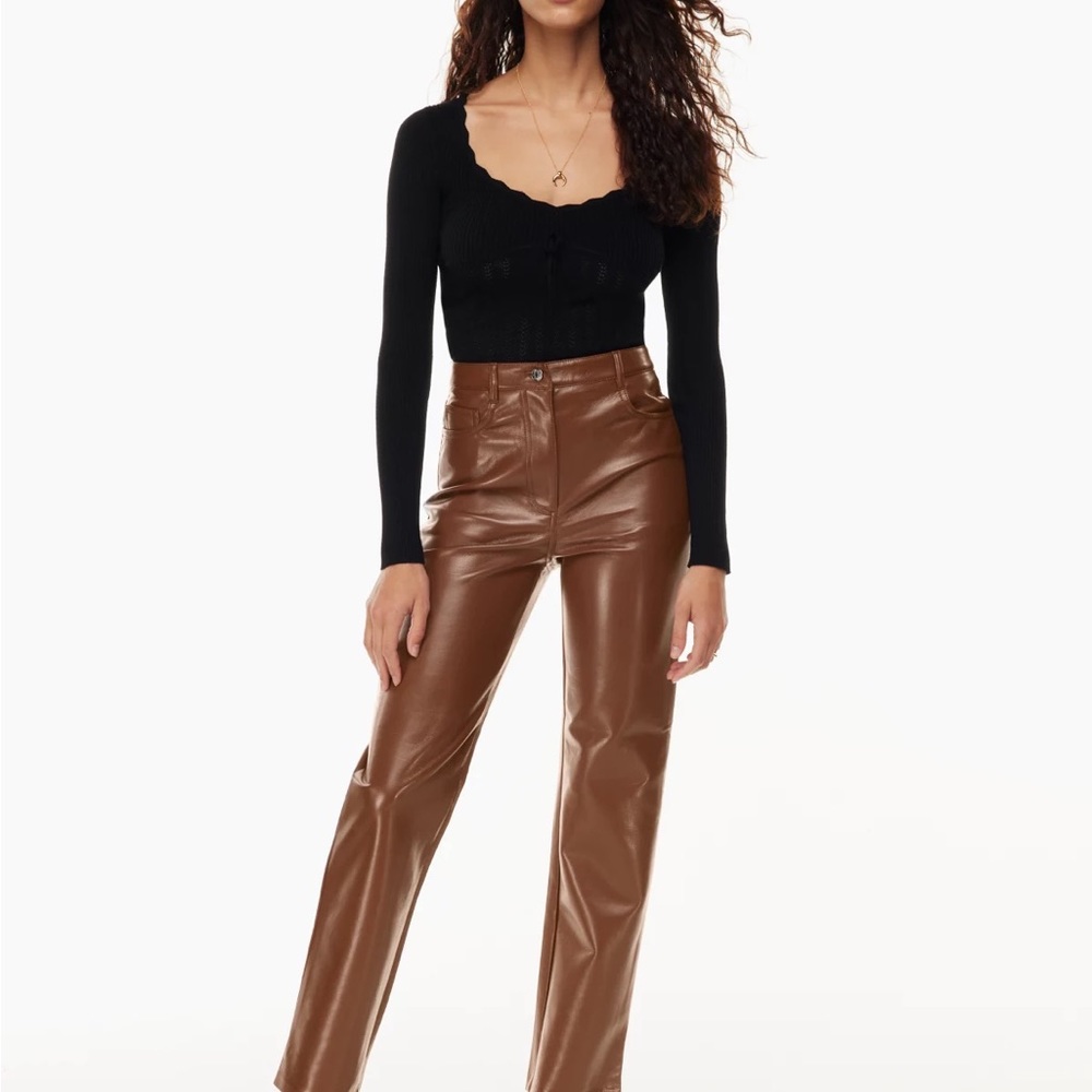 Aritzia Melina vegan leather pant patina brown (not color on model)